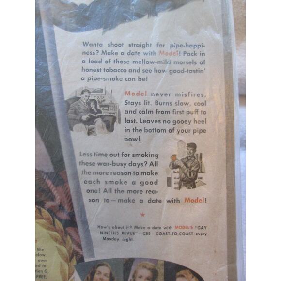 Vintage Model Tobacco ad, 1943 United States Tobacco Co, New York, 11" by 14" - Picture 6 of 10